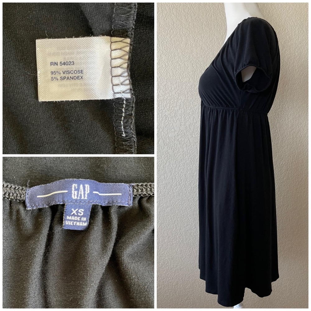 Gap Black Casual Stretch Cap Sleeve Dress - xs - Picture 2 of 2